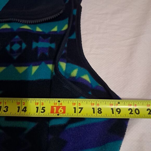 Chaps Southwestern Aztec Fleece Vest XL Blue Colorful Full Zip Pockets - Picture 10 of 11